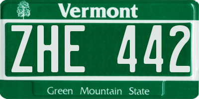 VT license plate ZHE442