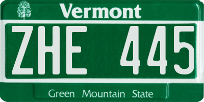 VT license plate ZHE445