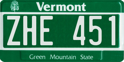 VT license plate ZHE451