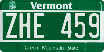 VT license plate ZHE459
