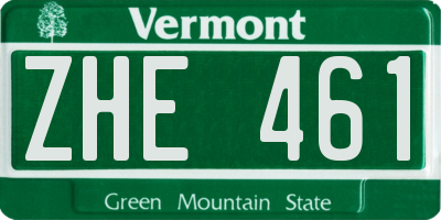 VT license plate ZHE461