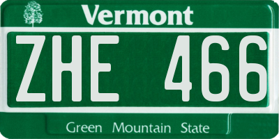 VT license plate ZHE466