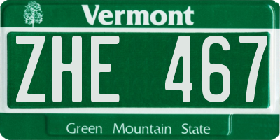 VT license plate ZHE467