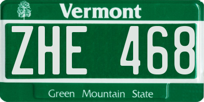 VT license plate ZHE468