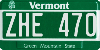 VT license plate ZHE470