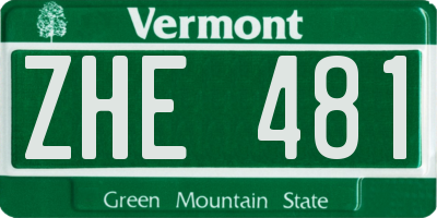 VT license plate ZHE481