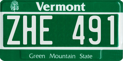 VT license plate ZHE491