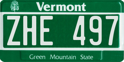 VT license plate ZHE497