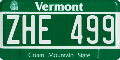 VT license plate ZHE499