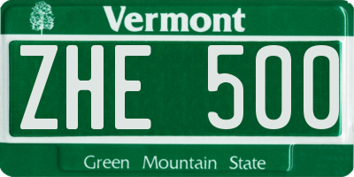 VT license plate ZHE500