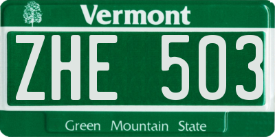 VT license plate ZHE503