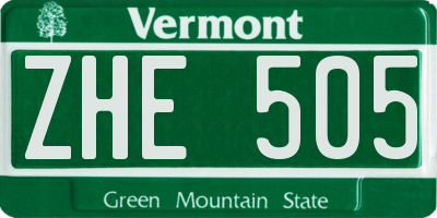 VT license plate ZHE505