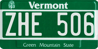 VT license plate ZHE506