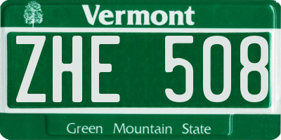 VT license plate ZHE508