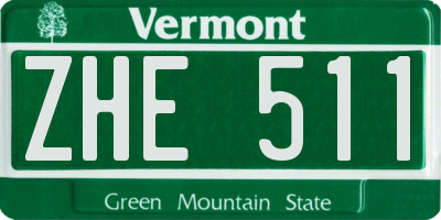 VT license plate ZHE511