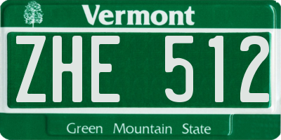 VT license plate ZHE512