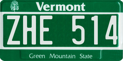 VT license plate ZHE514