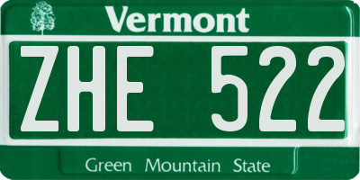 VT license plate ZHE522