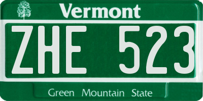 VT license plate ZHE523