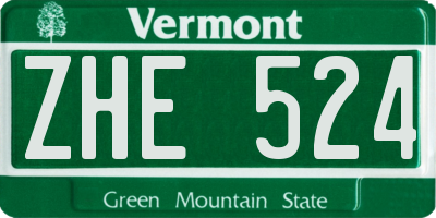 VT license plate ZHE524