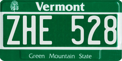 VT license plate ZHE528