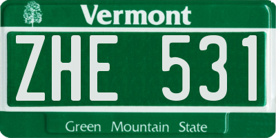 VT license plate ZHE531