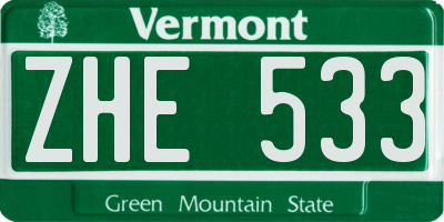 VT license plate ZHE533