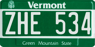 VT license plate ZHE534