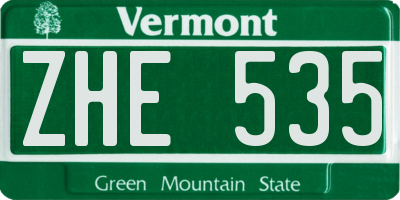 VT license plate ZHE535