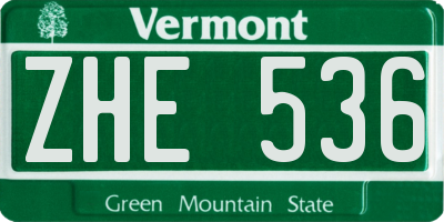 VT license plate ZHE536