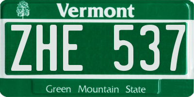 VT license plate ZHE537