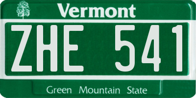 VT license plate ZHE541