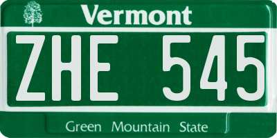 VT license plate ZHE545