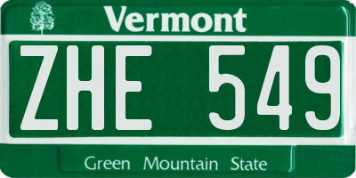 VT license plate ZHE549