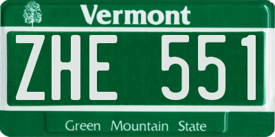 VT license plate ZHE551