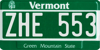 VT license plate ZHE553