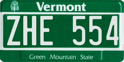 VT license plate ZHE554