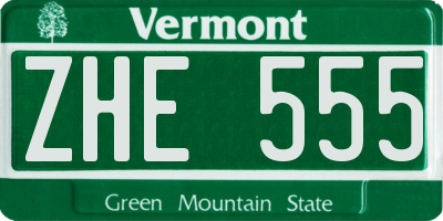 VT license plate ZHE555