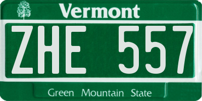 VT license plate ZHE557