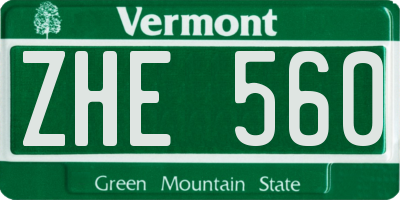 VT license plate ZHE560