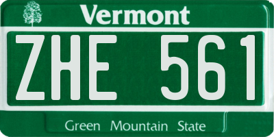 VT license plate ZHE561
