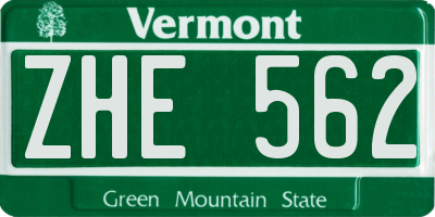 VT license plate ZHE562