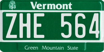 VT license plate ZHE564