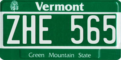 VT license plate ZHE565