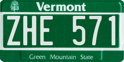 VT license plate ZHE571
