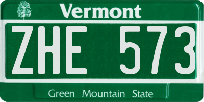 VT license plate ZHE573
