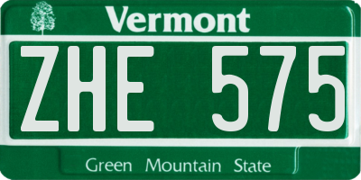 VT license plate ZHE575