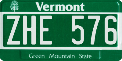 VT license plate ZHE576