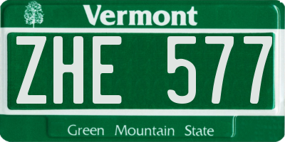 VT license plate ZHE577