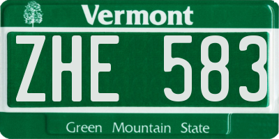 VT license plate ZHE583
